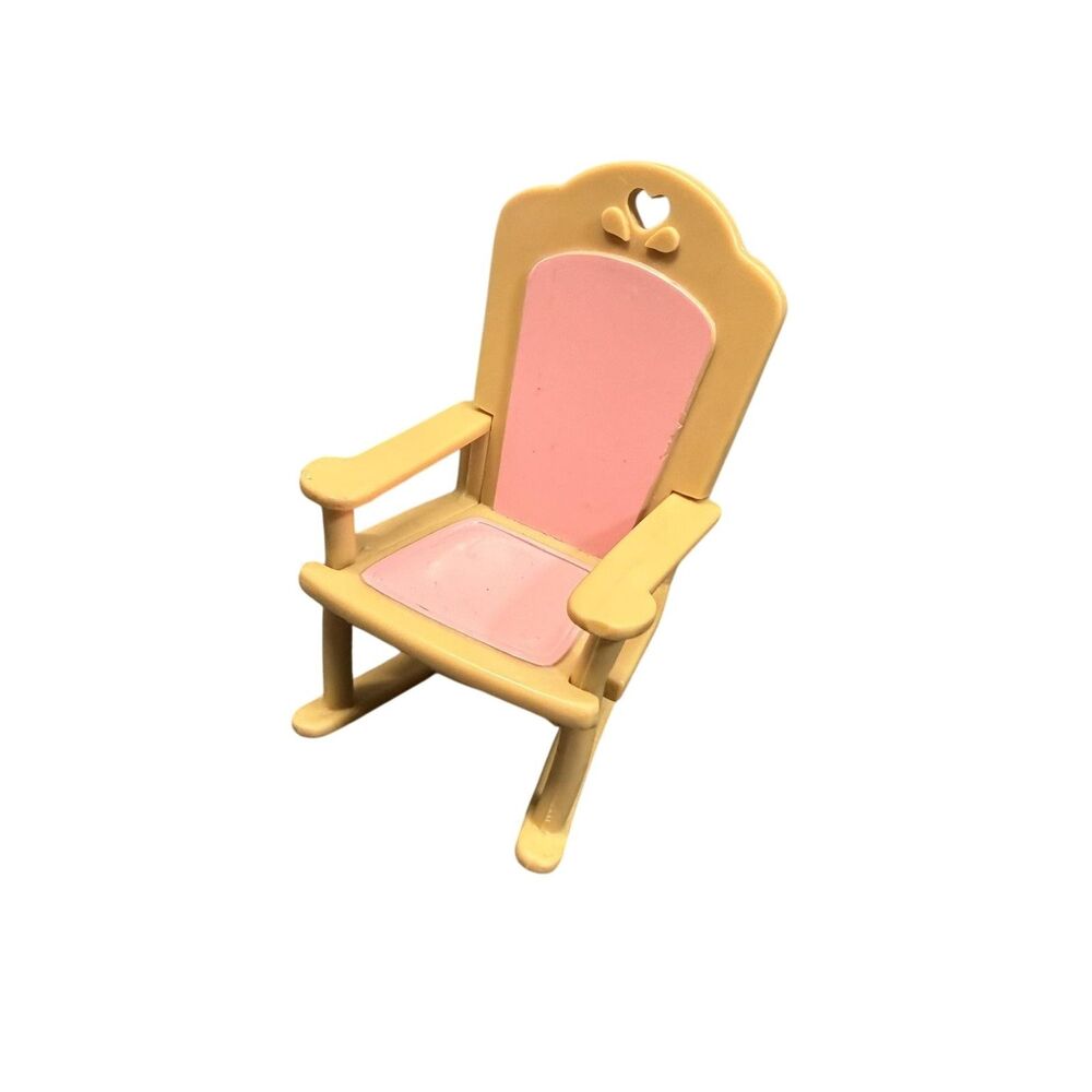 Fisher Price Dollhouse Rocking Chair 1993 Vintage Beige Pink Plastic Toy